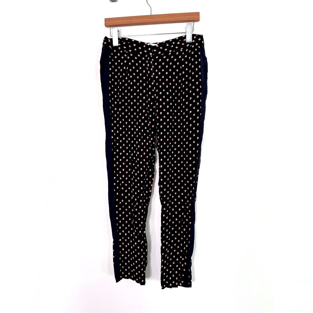 Claudie pierlot Black and Red Trousers with Polka Dot Pattern and Slim Fit